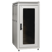 ITK Шкаф сетевой 19" LINEA N 24U 600х1000 мм стеклянная передняя дверь задняя перфорированная серый