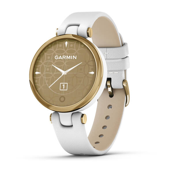 Garmin Lily Light Gold With White Case & Leather Band Smartwatch - фото 1 - id-p115278995