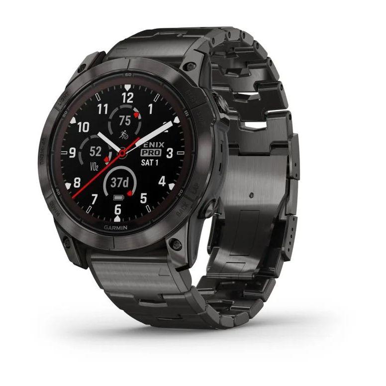 Garmin fenix 7X Pro - Sapphire Solar Edition Smartwatch - Carbon Gray DLC Titanium with Vented Titanium - фото 1 - id-p115279006