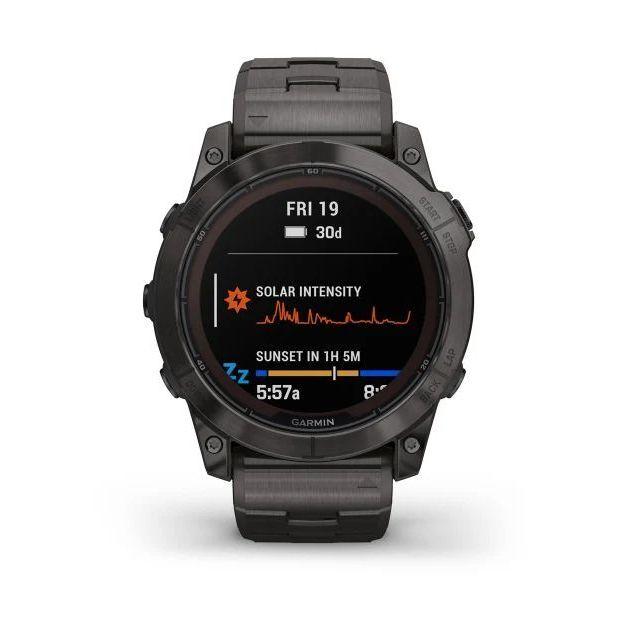 Garmin fenix 7X Pro - Sapphire Solar Edition Smartwatch - Carbon Gray DLC Titanium with Vented Titanium - фото 2 - id-p115279006