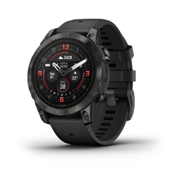 Garmin epix Pro (Gen 2) - Sapphire Edition Smartwatch - Carbon Grey DLC Titanium with Black Band (47mm) - фото 1 - id-p115279017