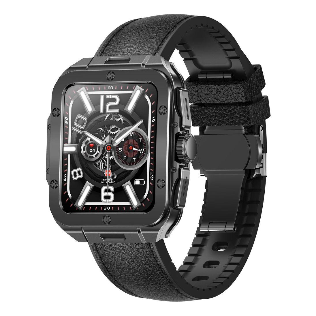 Swiss Military Alps 2 Smartwatch with Gunmetal Frame and Black Leather Strap - фото 1 - id-p115279030