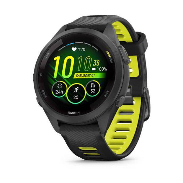 Garmin Forerunner 265S Smartwatch - Black Bezel And Case With Black/Amp Yellow Silicone Band - фото 1 - id-p115279053