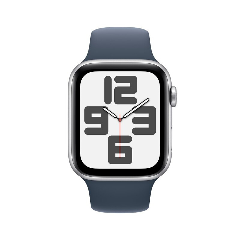 Apple Watch SE (2023) GPS 44mm Silver Aluminium Case with Storm Blue Sport Band - M/L - фото 2 - id-p115279060