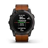 Garmin epix Pro (Gen 2) - Sapphire Edition Smartwatch - Carbon Grey DLC Titanium with Chestnut Leather Band, фото 2