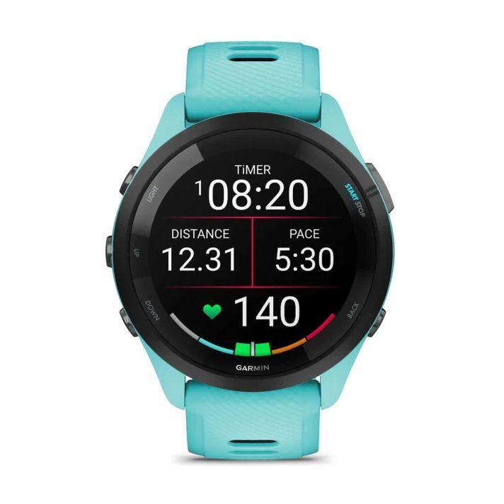 Garmin Forerunner 265 Smartwatch - Black Bezel With Aqua Case And Aqua/Black Silicone Band - фото 2 - id-p115279083