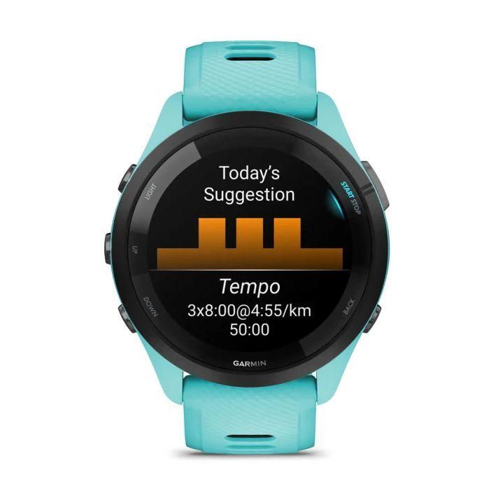 Garmin Forerunner 265 Smartwatch - Black Bezel With Aqua Case And Aqua/Black Silicone Band - фото 3 - id-p115279083