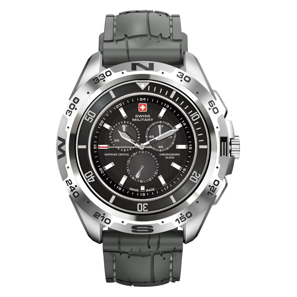 Swiss Military SM-WCH-DOM1-S-GRY Round Smartwatch - Silver Frame/Gray Silicone Strap - фото 1 - id-p115279117