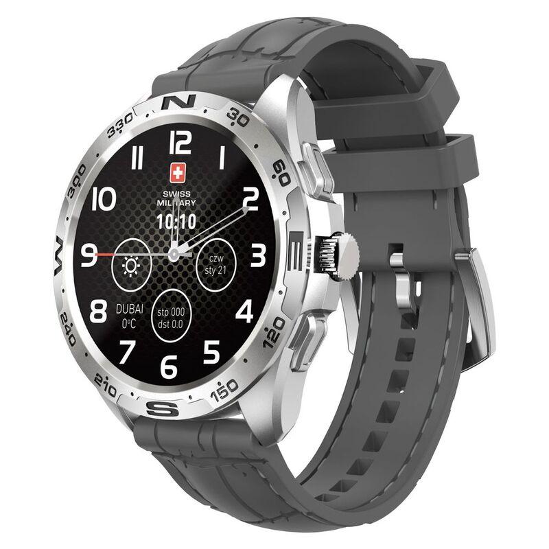 Swiss Military SM-WCH-DOM1-S-GRY Round Smartwatch - Silver Frame/Gray Silicone Strap - фото 4 - id-p115279117