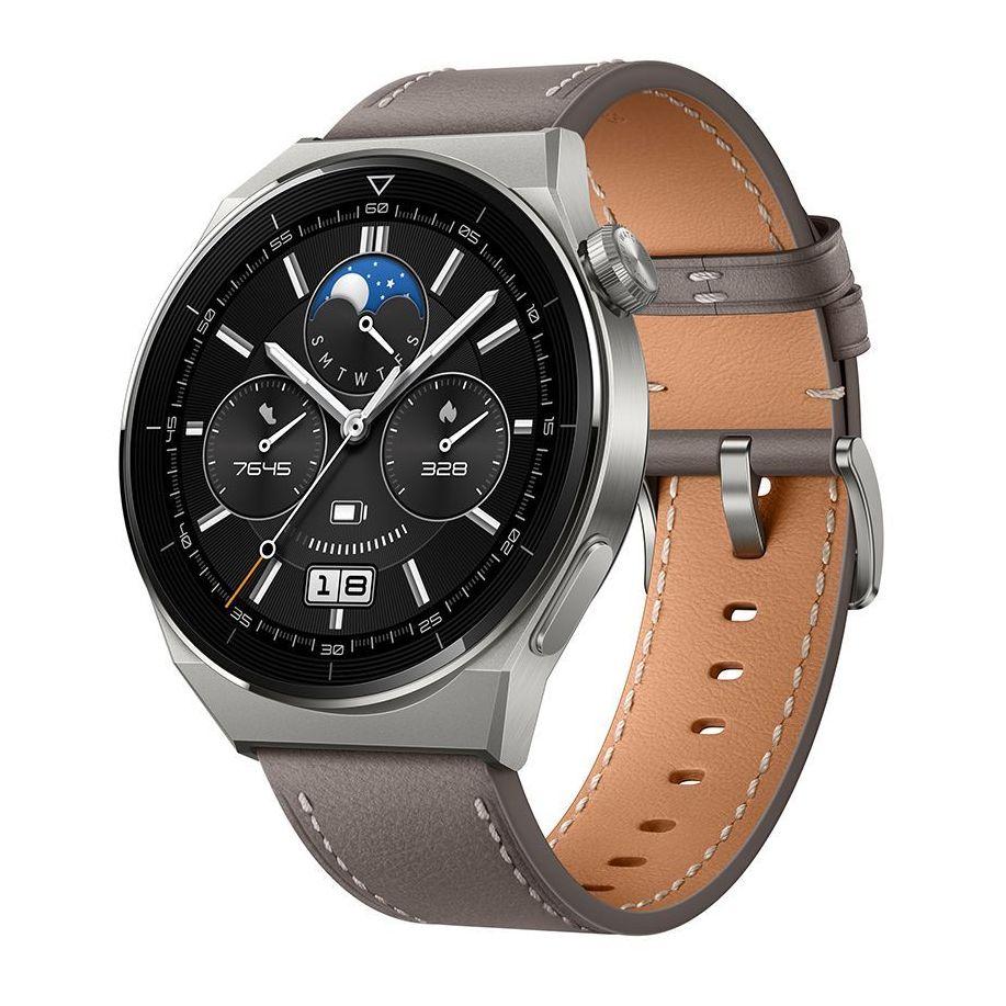 Huawei Watch GT 3 Pro Titanium With Gray Leather Strap - 46mm - фото 1 - id-p115279118