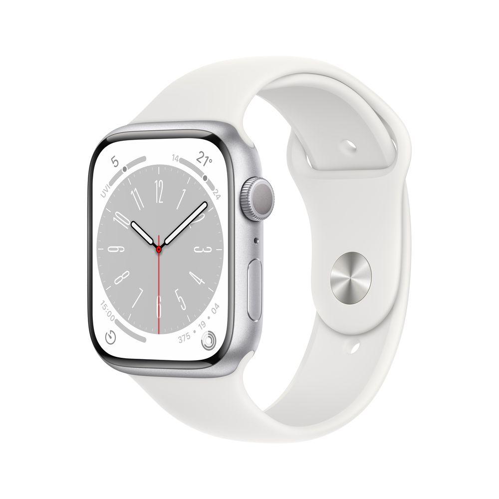 Apple Watch Series 8 GPS 45mm Silver Aluminum Case with White Sport Band - фото 1 - id-p115279136