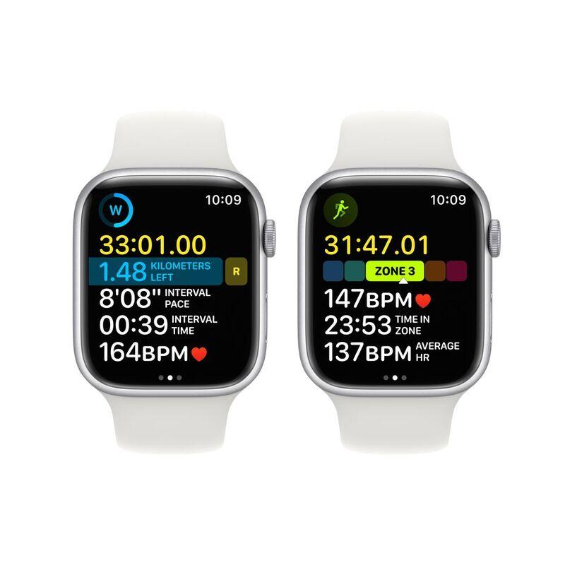 Apple Watch Series 8 GPS 45mm Silver Aluminum Case with White Sport Band - фото 5 - id-p115279136