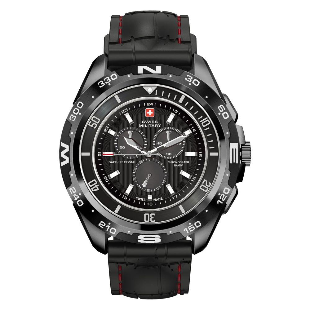 Swiss Military SM-WCH-DOM1-S-BLK Round Smartwatch - Black Frame/Black Silicone Strap - фото 1 - id-p115279149