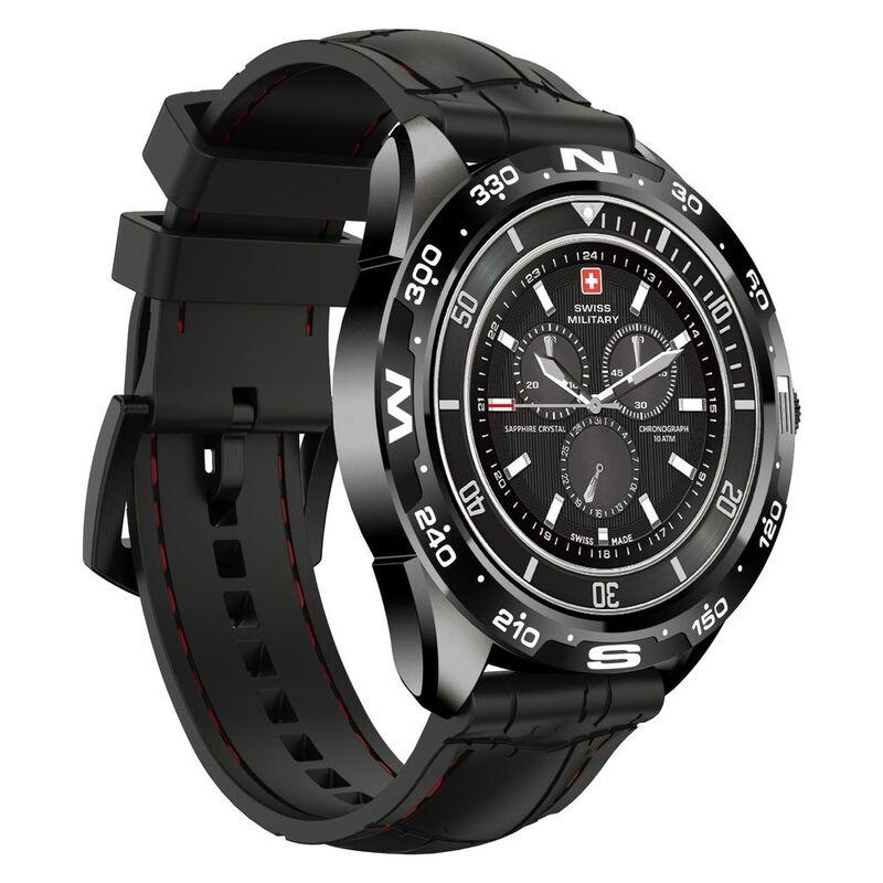 Swiss Military SM-WCH-DOM1-S-BLK Round Smartwatch - Black Frame/Black Silicone Strap - фото 6 - id-p115279149