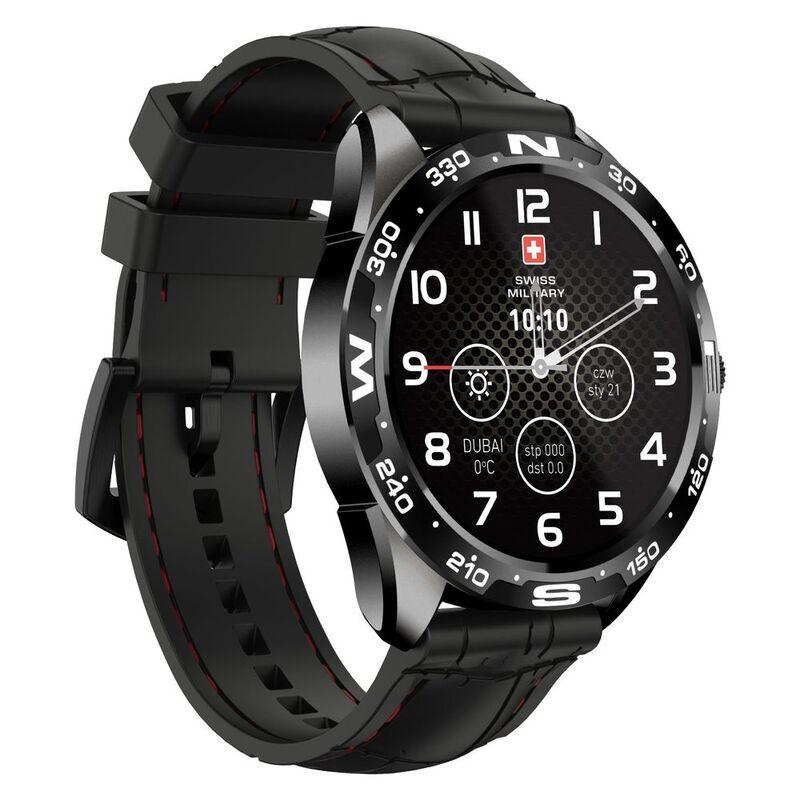 Swiss Military SM-WCH-DOM1-S-BLK Round Smartwatch - Black Frame/Black Silicone Strap - фото 7 - id-p115279149