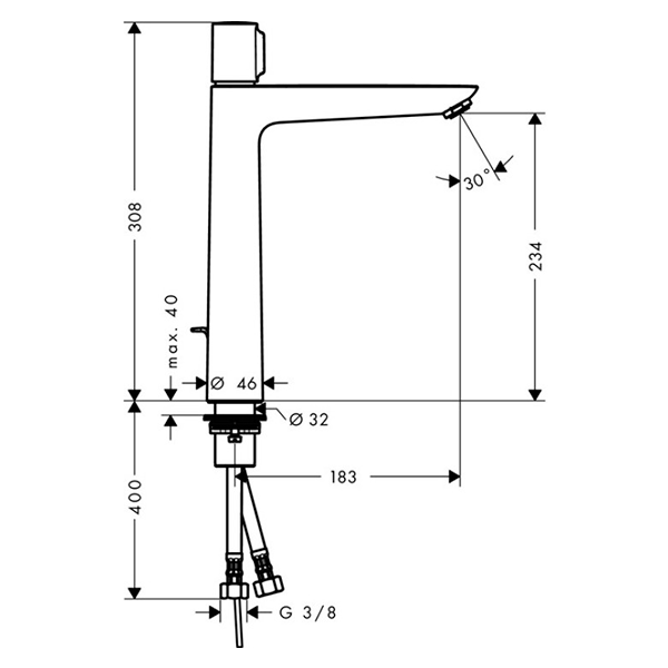 Смеситель для раковины 240 Hansgrohe Talis Select E 71752000, с донным клапаном - фото 2 - id-p115279335