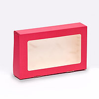 Коробка-контейнер бум. на вынос, розовый, 20 х 12 х 4 см