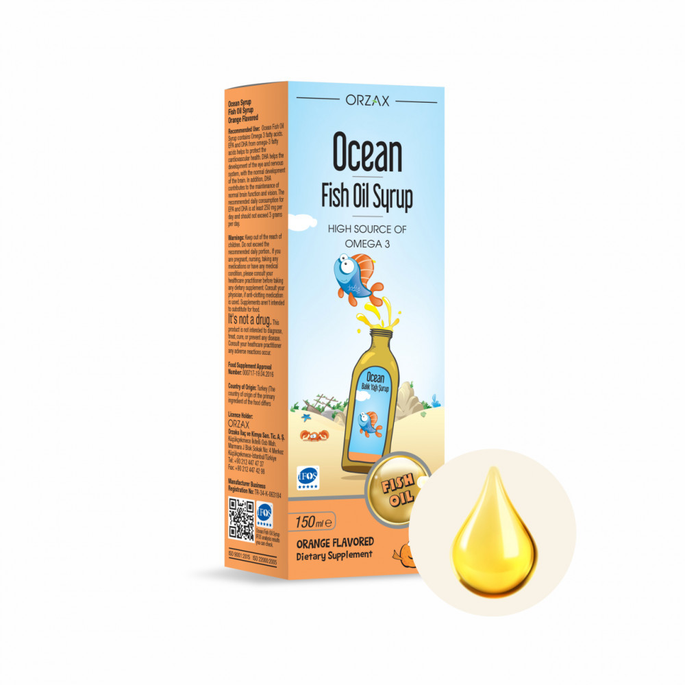 Orzax Ocean Fish Oil Omega 3 сироп со вкусом апельсина - фото 1 - id-p115281831