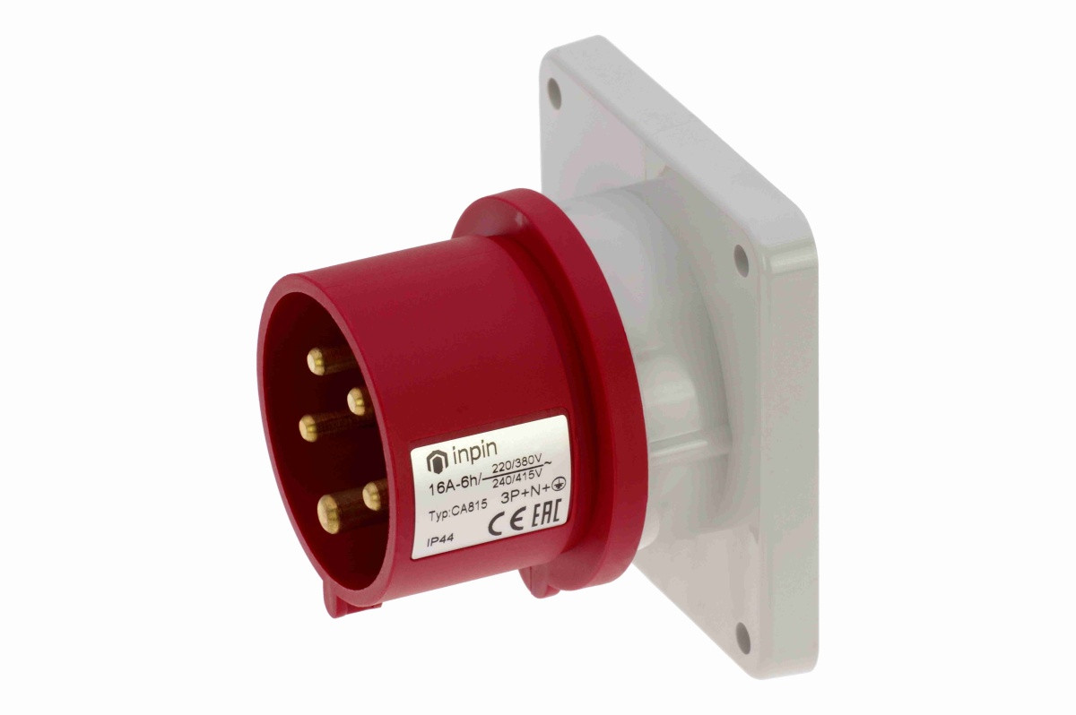 CA815 INPIN Вилка встраиваемая 16A/400V/3P+N+E/IP44 фланец 86x86