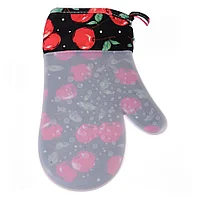 Прихватка варежка силиконовая с подкладом 30*15см  Вишни