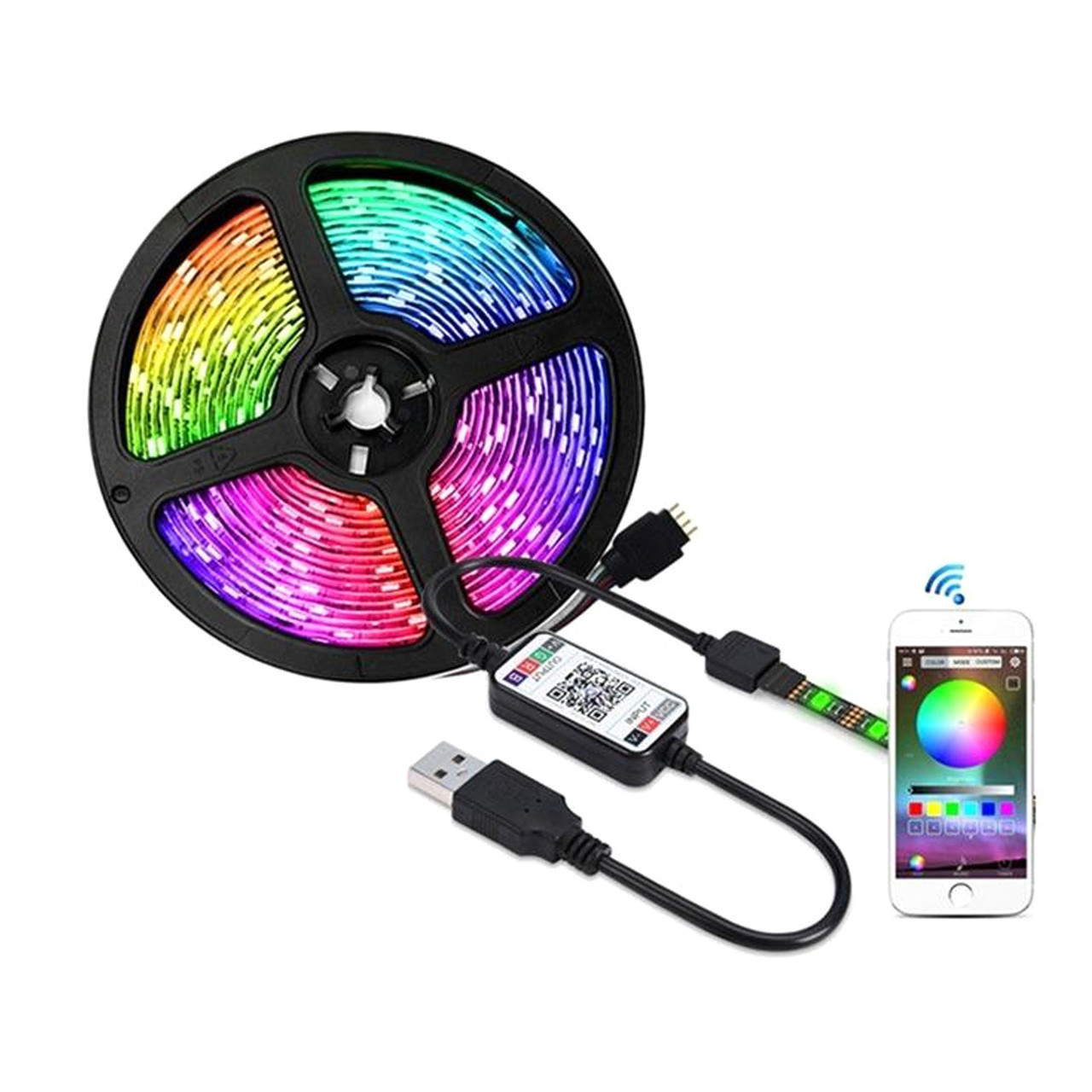 Светодиодная лента LED Strip 2835 RGB 60LED IP65 5м, Bluetooth + ИК пульт 24 кнопки