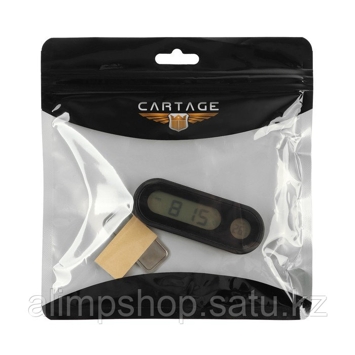Часы-термометр Cartage, автомобильные с подсветкой, черный - фото 7 - id-p115290588
