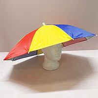 Зонт шляпа на голову 65 см радуга