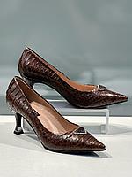 Женские туфли натуральная кожа коричневого цвета. Стильные женские туфли