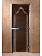 Стеклянная дверь для сауны и бани "Арка Графит"