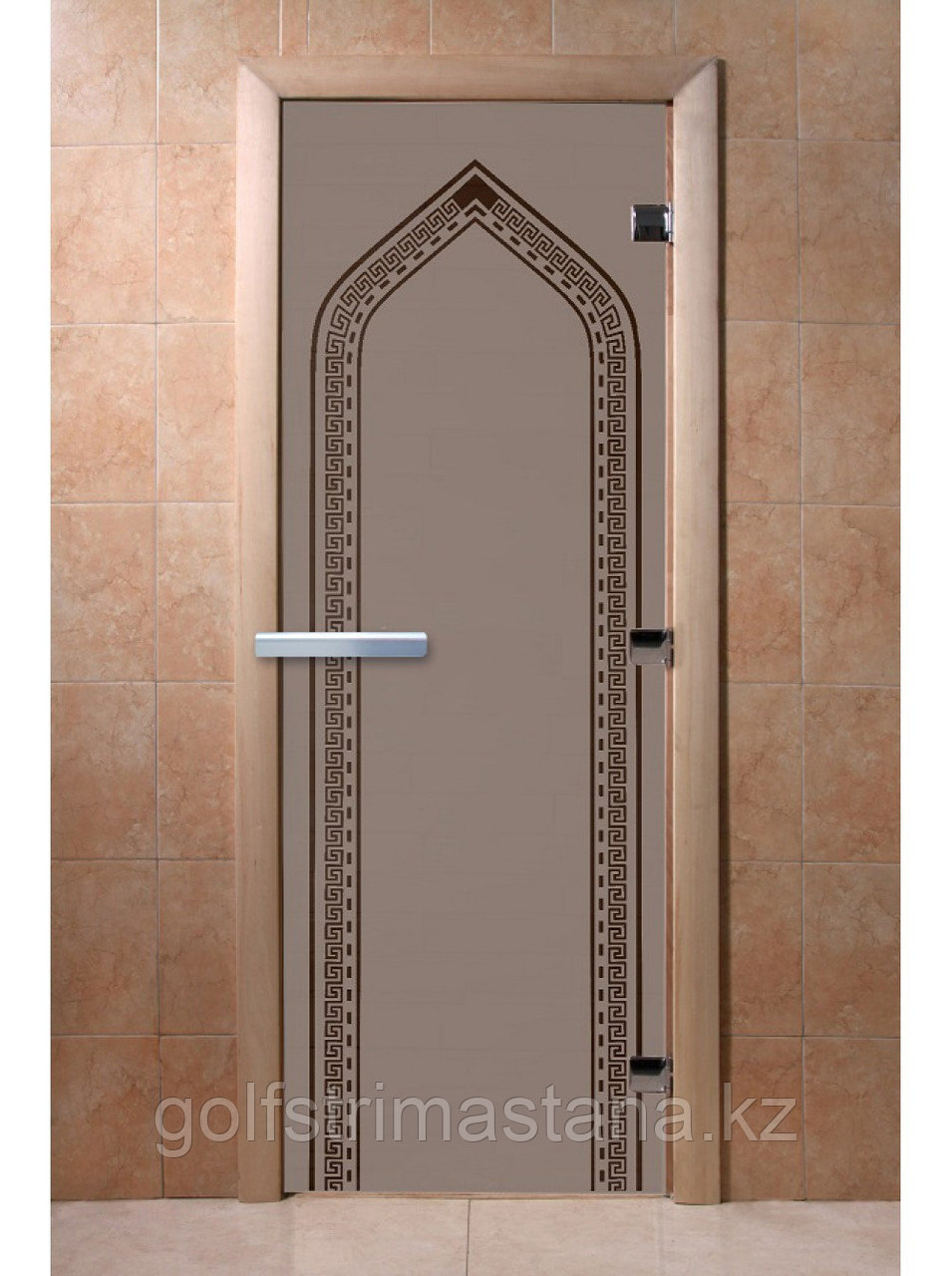 Стеклянная дверь для сауны и бани "Арка Графит матовая"