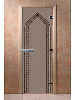 Стеклянная дверь для сауны и бани "Арка Графит матовая"