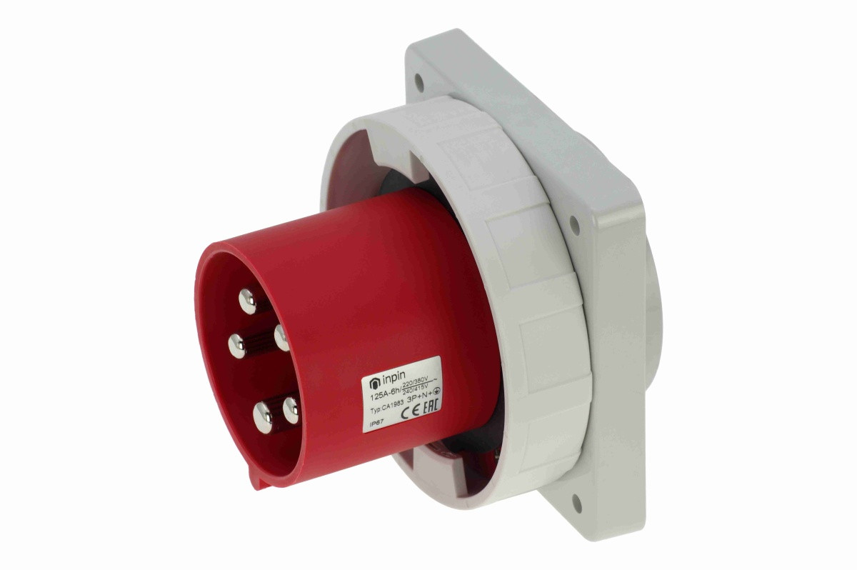 CA1983 INPIN Вилка встраиваемая 125A/400V/3P+N+E/IP67, фланец 130x130