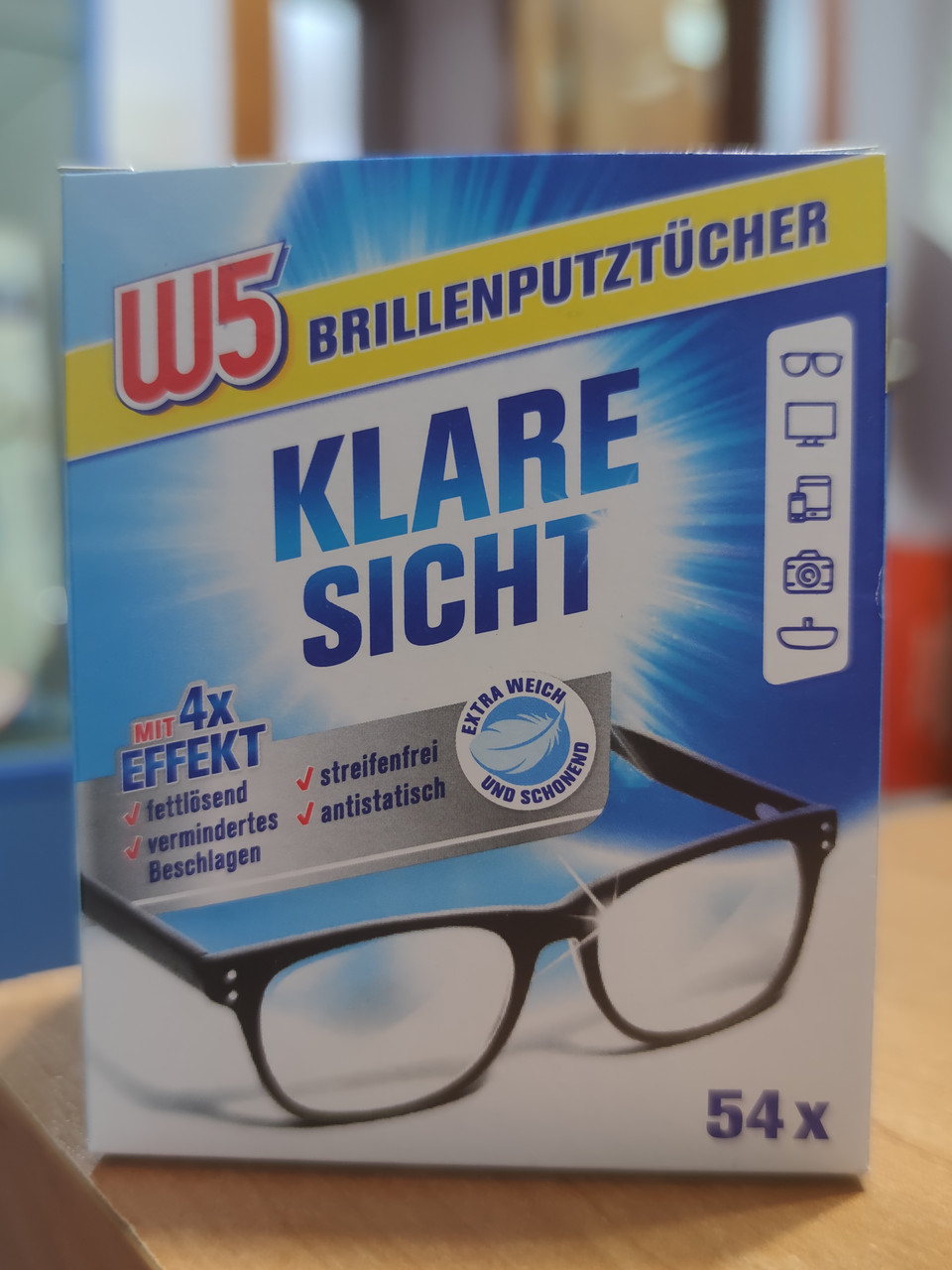 Влажные салфетки для очков  Германия W5 Brillenputzttucher KLARE SICHT 54 штуки в упаковке