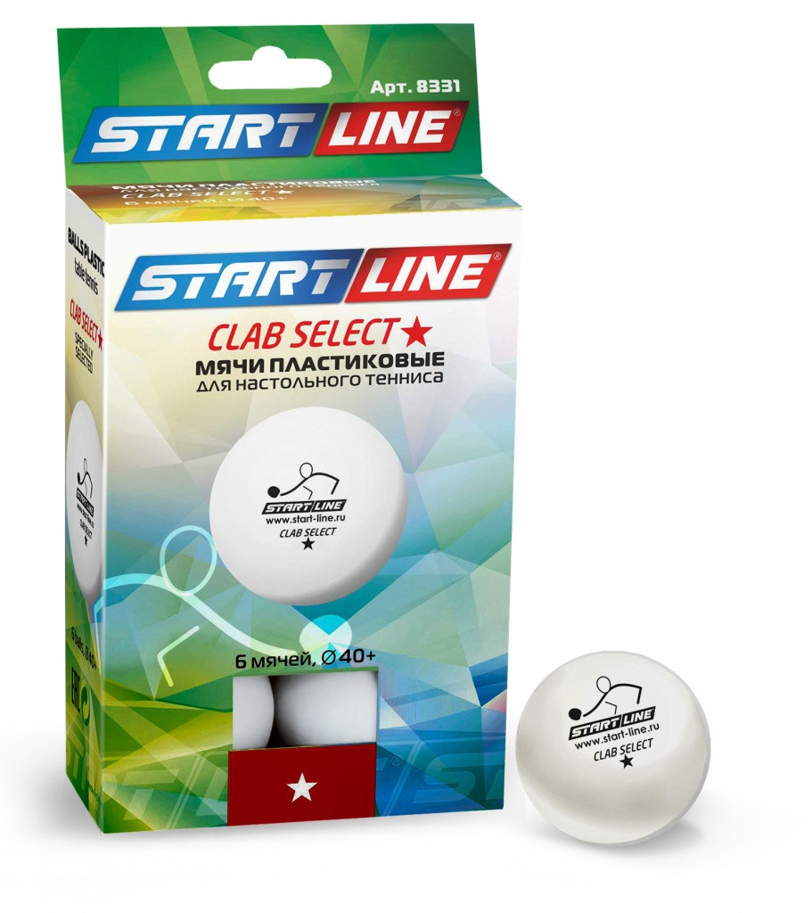 Шарики для настольного тенниса CLUB SELECT 1*, 6 мячей в упаковке, белые - фото 1 - id-p115301429