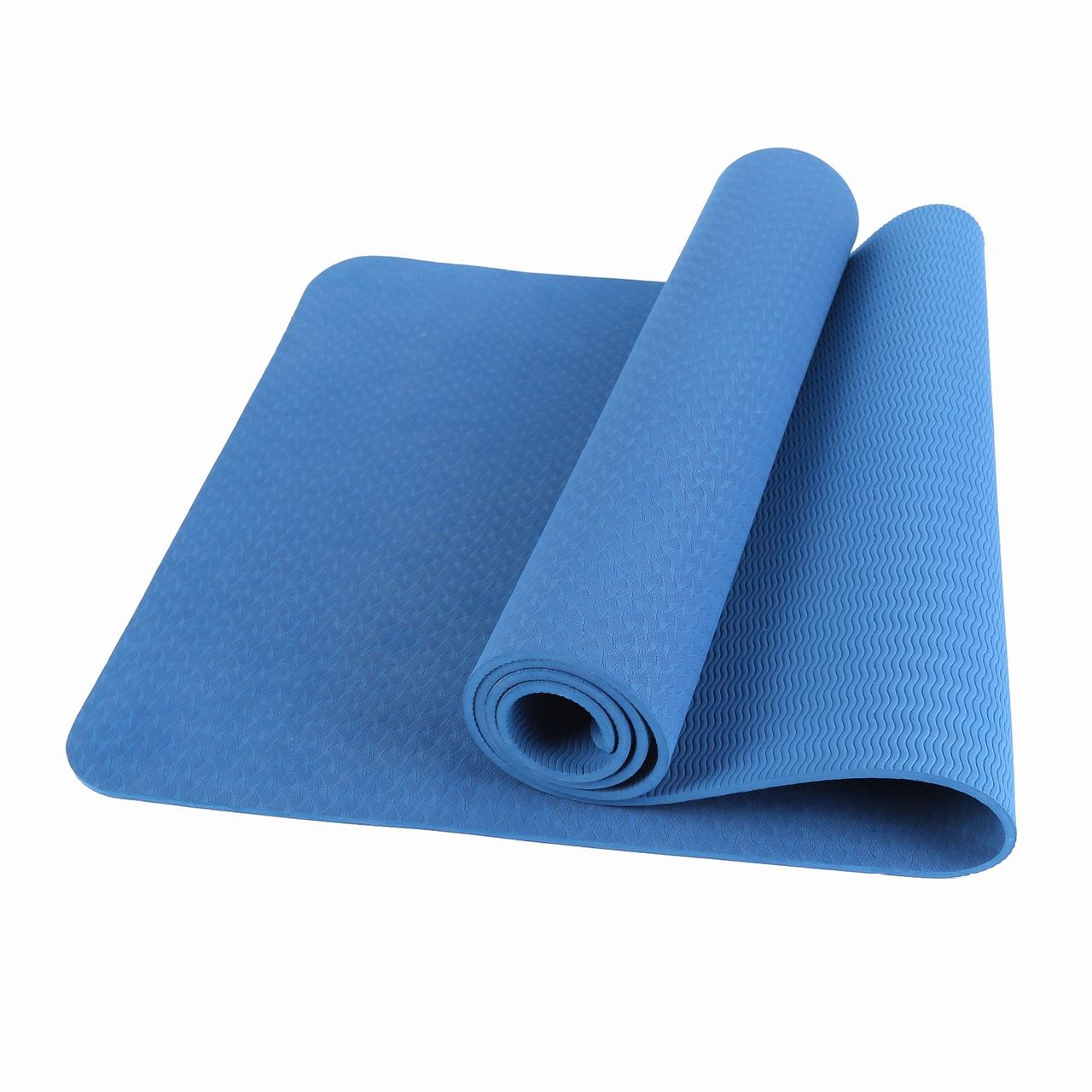 Коврик для йоги и фитнеса синий - фото 1 - id-p115302824