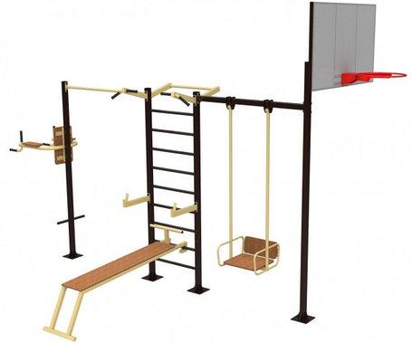 Спортивный уличный комплекс для взрослых с качелями и баскетбольным кольцом