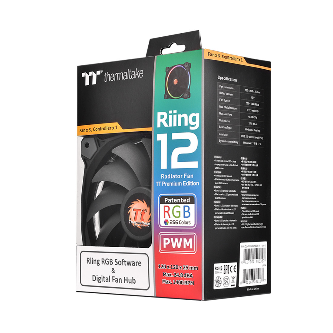 Кулер для компьютерного корпуса Thermaltake Riing Plus 12 RGB TT Premium Edition (3-Fan Pack) - фото 3 - id-p115294102