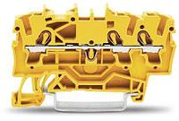 3-проводной сквозной зажим, 2,5мм²; желтый; WAGO 2002-1304