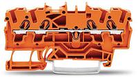 4-проводная сквозная клеммная колодка; 2,5 мм²; Вставной зажим CAGE CLAMP®; оранжевый; WAGO 2002-1402