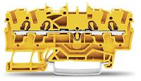 4-проводная сквозная клеммная колодка; 2,5 мм²; Вставной зажим CAGE CLAMP®; желтый; WAGO 2002-1406