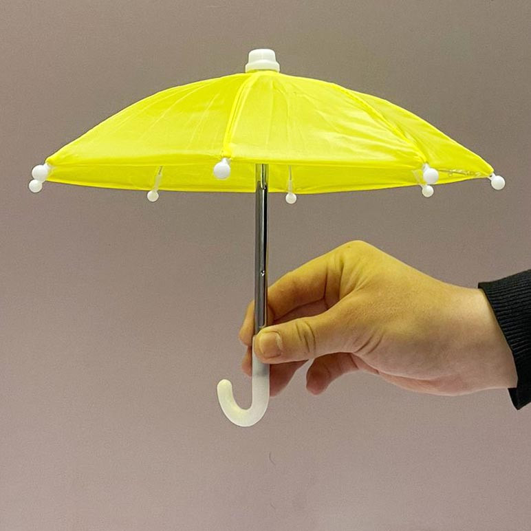 Зонтик для декора высота 22 см желтый