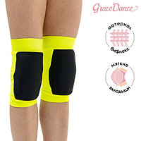 Наколенники для гимнастики и танцев Grace Dance, с уплотнителем, р. L, цвет чёрный/лайм