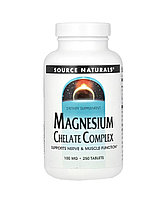 Source naturals комплекс хелата магния, 100мг, 250 таблеток