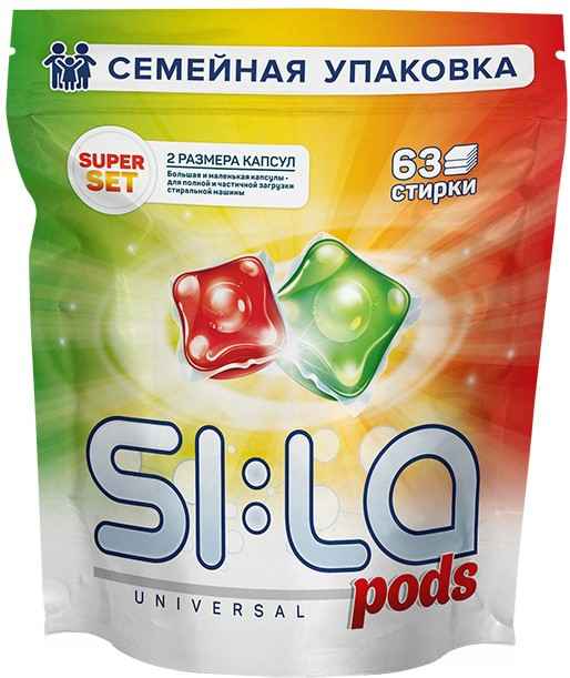 SI:LA Капсулы для стирки "PODS SUPERSET UNIVERSAL" для цветного и белого 63 капсулы - фото 1 - id-p115316031