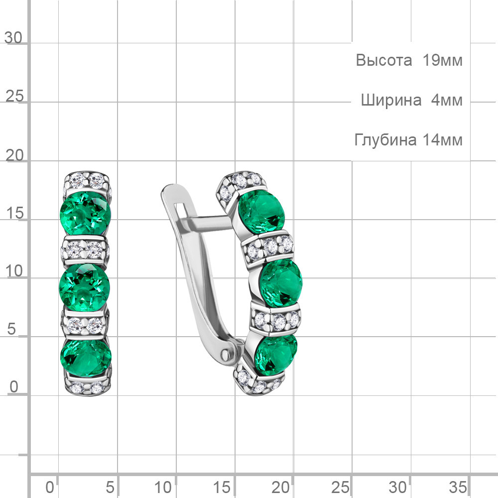 Серьги классика из серебра Фианит Наноизумруд Aquamarine 48826АГ.5 покрыто родием коллекц. Клеопатра - фото 2 - id-p115316813