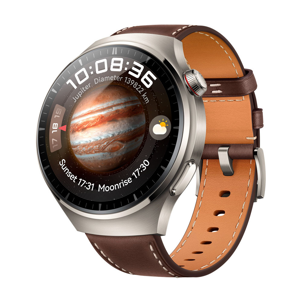 Watch 4 Pro gray brown leather strap