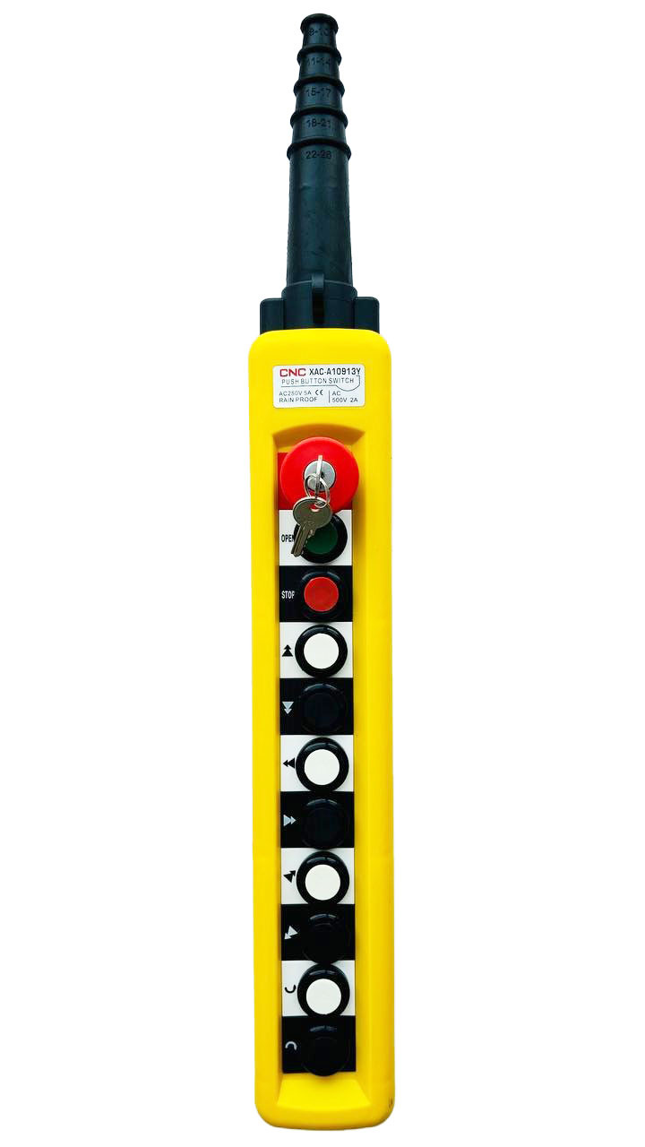 Пульт управления кнопочный, кабельный XAC-A10913Y (10 кнопок, 2 скорости, кнопки  +СТОП +СТАРТ + КЛЮЧ марка)