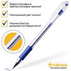 Ручка гелевая Crown "Hi-Jell Grip" 0,5мм, с резиновым упором для пальцев, синяя, фото 4