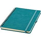 Записная книжка А5 96л., кожзам, на гребне, Greenwich Line "Just start. Cyan", твердая обложка, тисн, фото 3