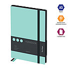 Записная книжка А5 80л., кожзам, Berlingo "Instinct", черный срез, черный/мятный, с резинкой, фото 2